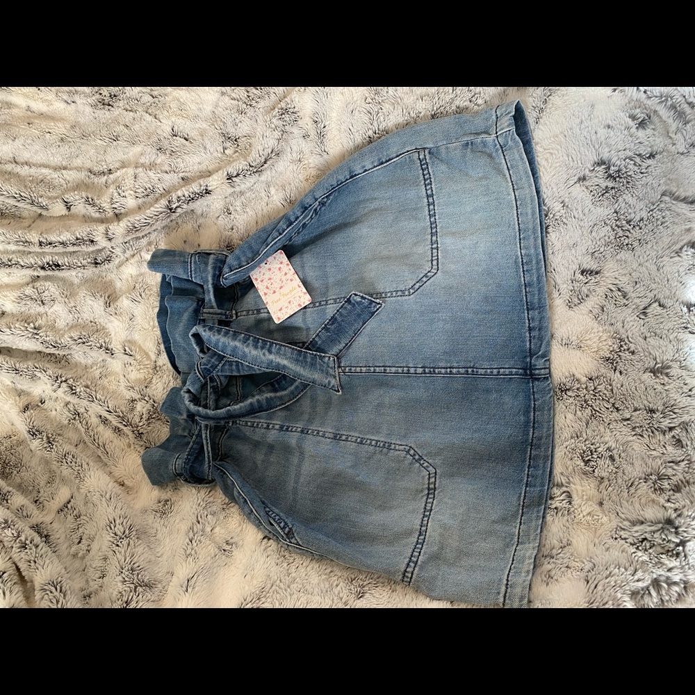 Free People belted denim skirt